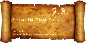 Frics Mátyás névjegykártya