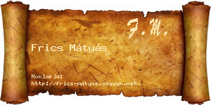 Frics Mátyás névjegykártya